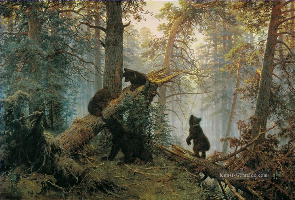 Morgen in einem Kiefernwald trägt klassische Landschaft Ivan Ivanovich Bäume Ölgemälde